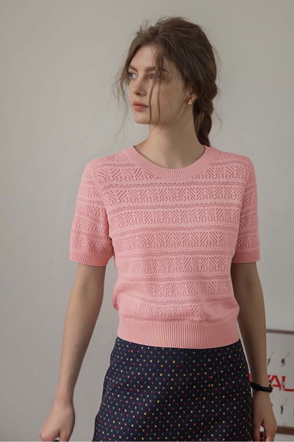 Openwork Striped Sweater