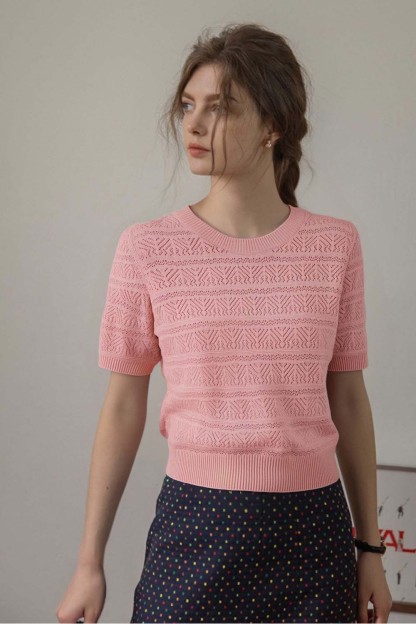 Openwork Striped Sweater