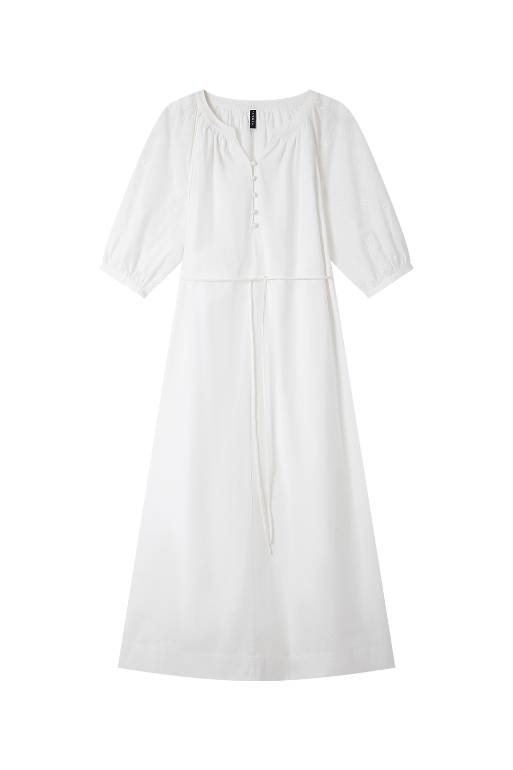 Cotton Lace-Up Straight Dress