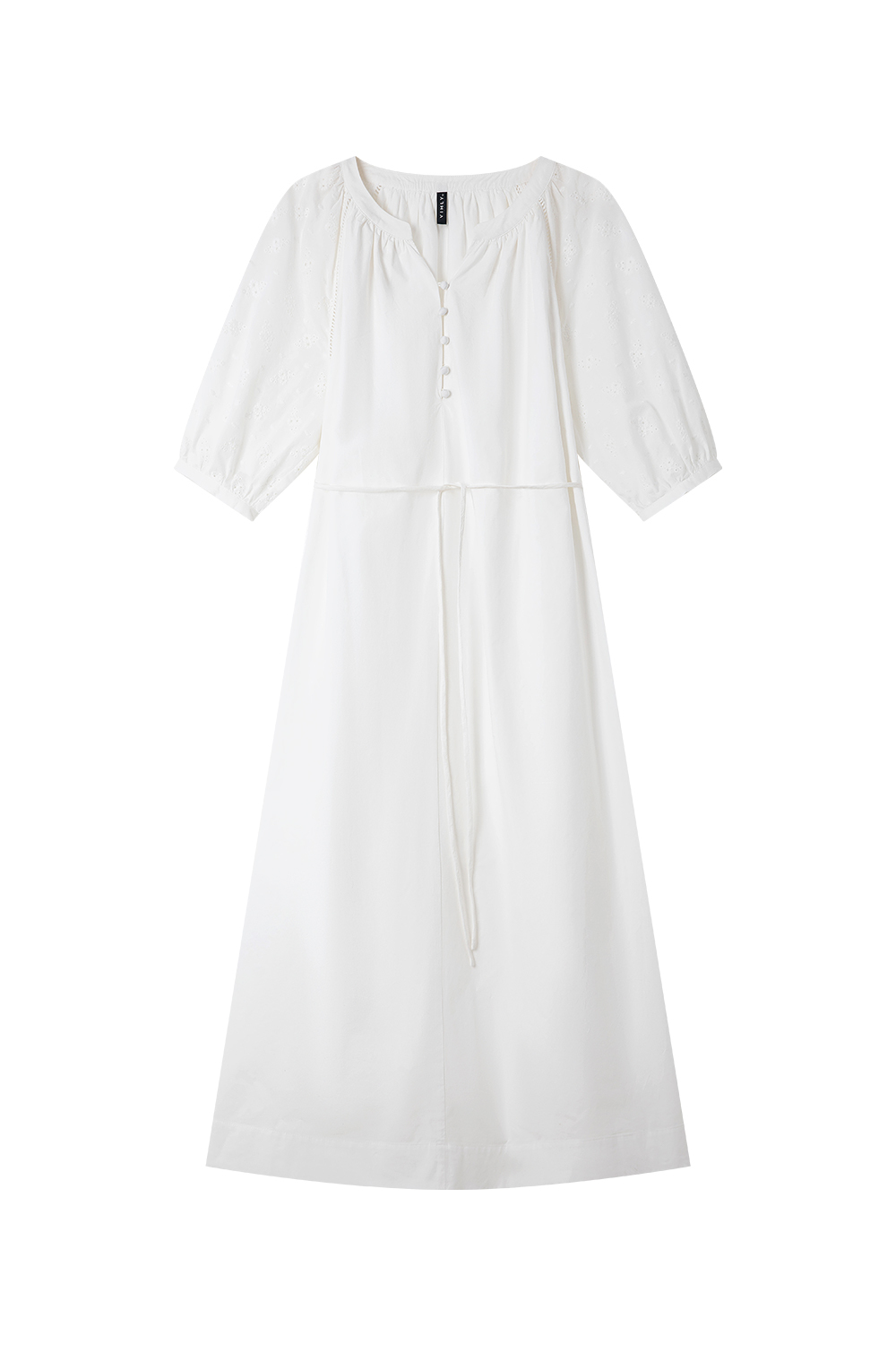 Cotton Lace-Up Straight Dress