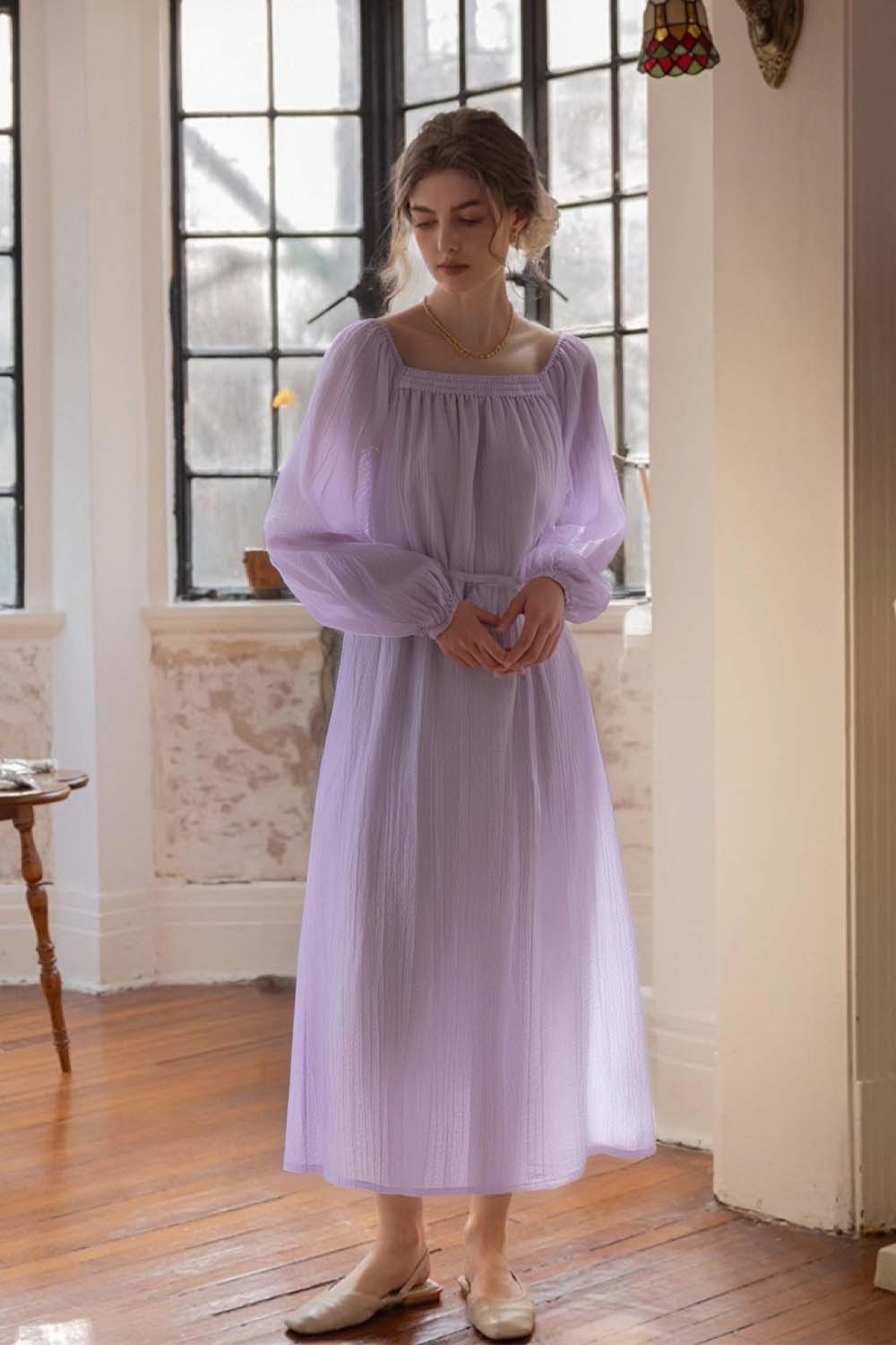 Lyocell Square Neck Straight Dress