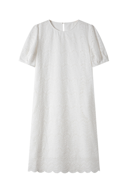 Wave Embroidered Hollow Dress