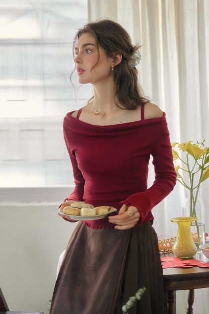 Swing Collar Fake Two-Piece Sweater