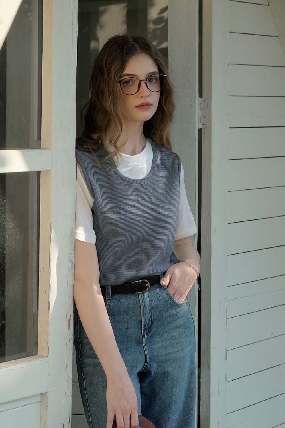 Simple Knit Overlay Top