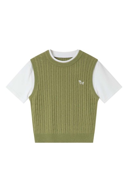 Wool Blend Fake Two-Piece Sweater