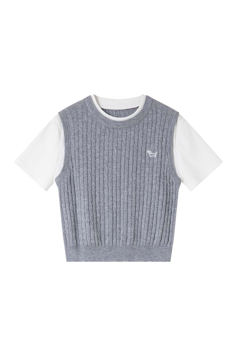Wool Blend Fake Two-Piece Sweater