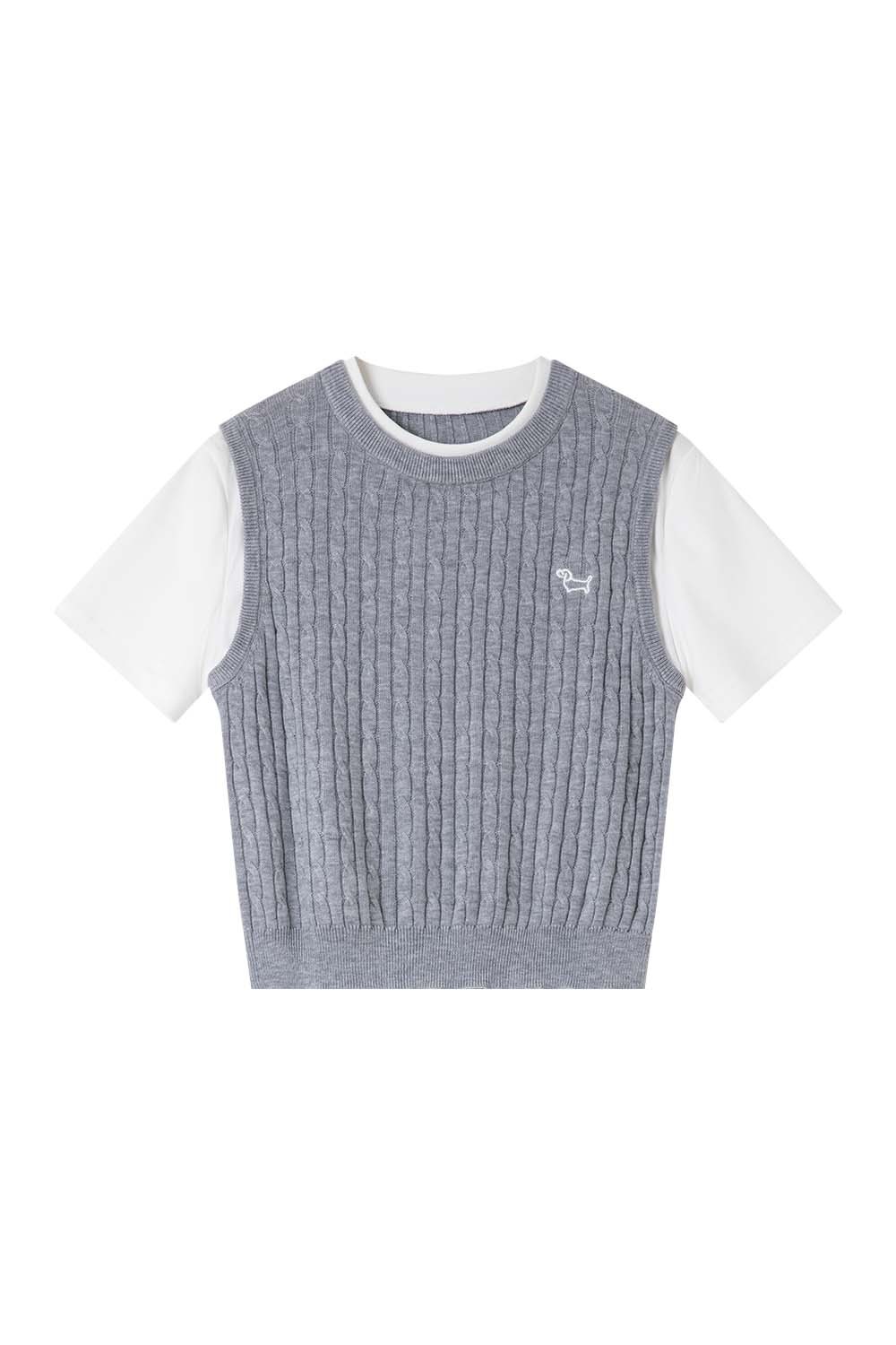 Wool Blend Fake Two-Piece Sweater
