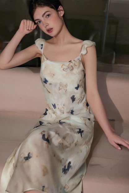 U-Neck Butterfly Suspender Dress