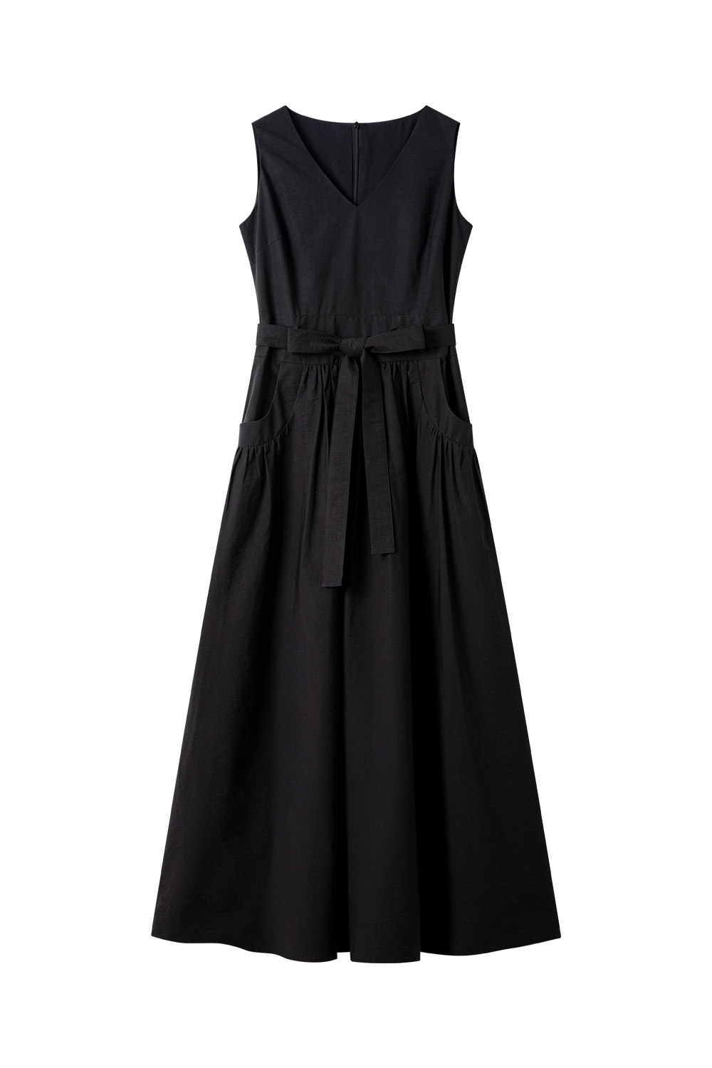 V-Neck Sleeveless Solid Color Dress