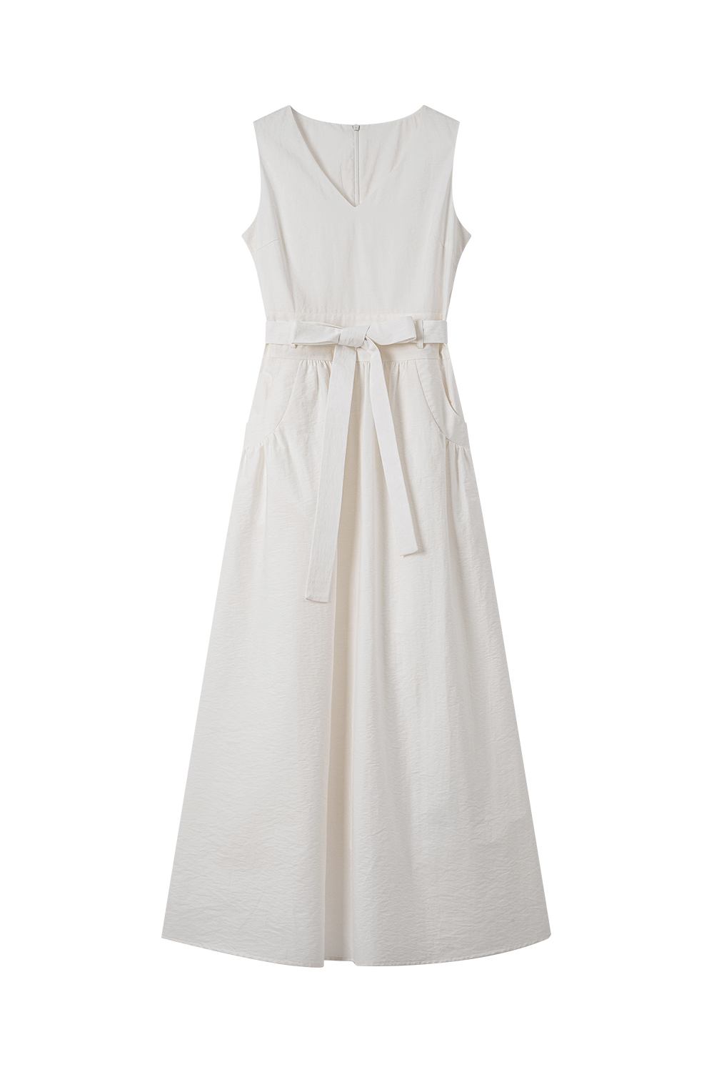 V-Neck Sleeveless Solid Color Dress