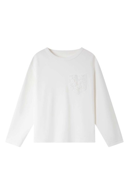 Lace Patch Pocket T-Shirt
