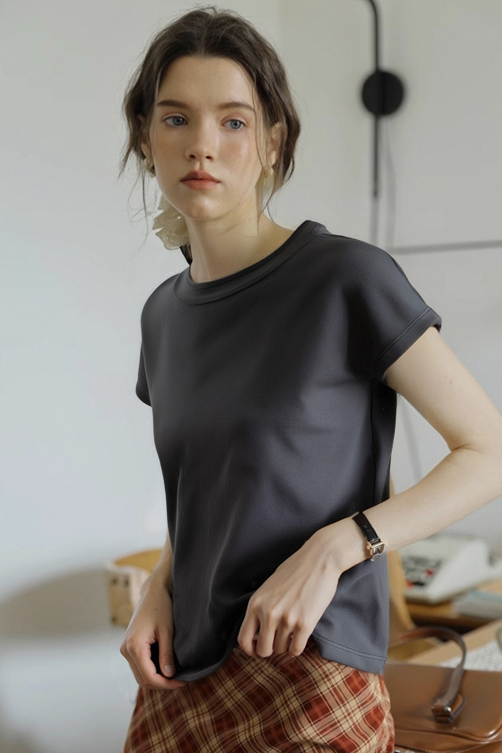 Round Neck Raglan Solid Color T-Shirt