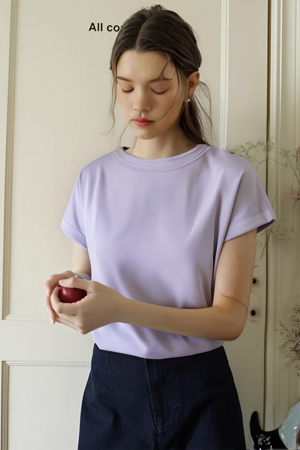 Round Neck Raglan Solid Color T-Shirt
