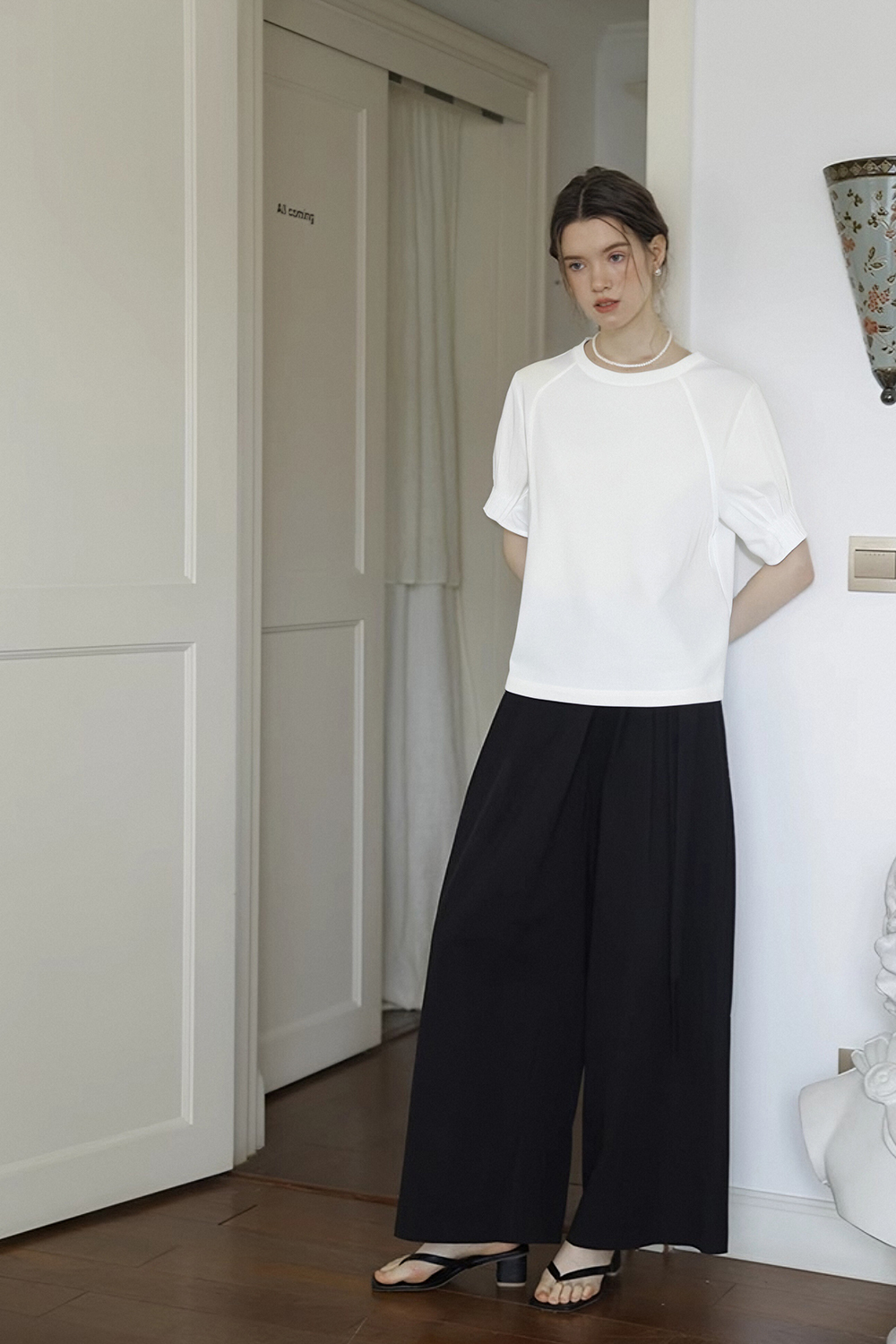 100% Cotton Pleated Sleeve T-Shirt