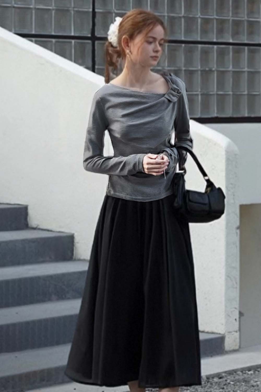 Simple Knotted Long-Sleeved T-Shirt