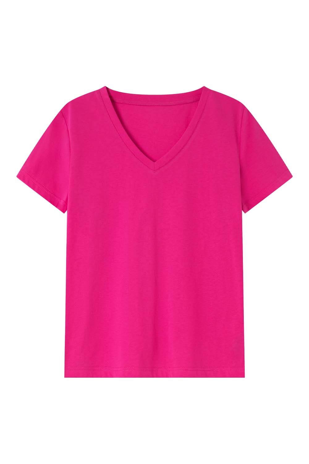 Pure Color V-Neck Casual T-Shirt