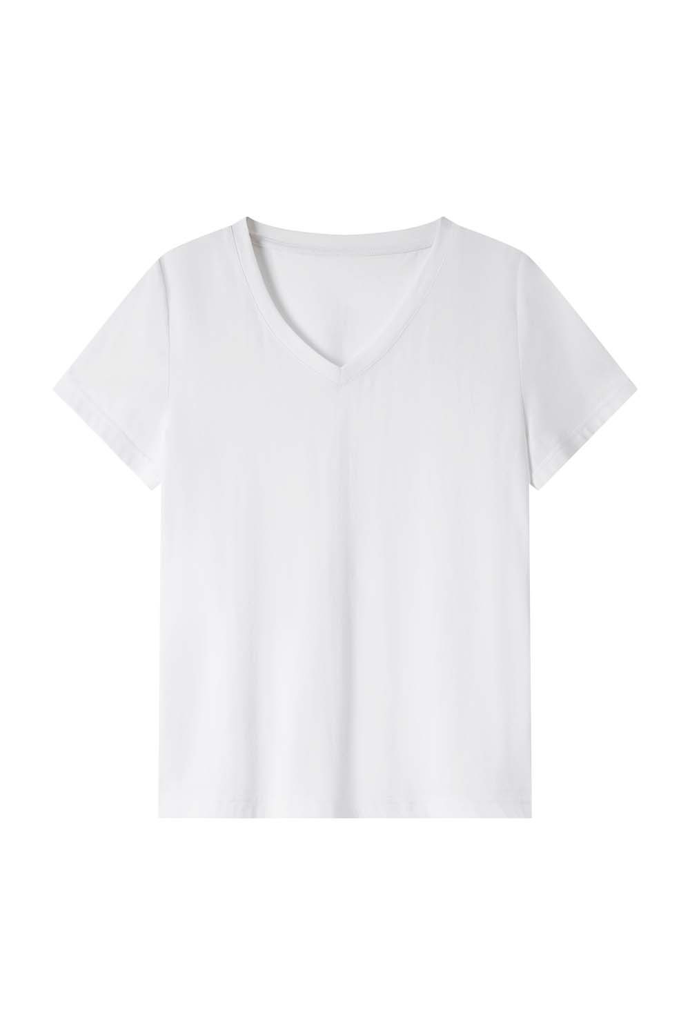 Pure Color V-Neck Casual T-Shirt