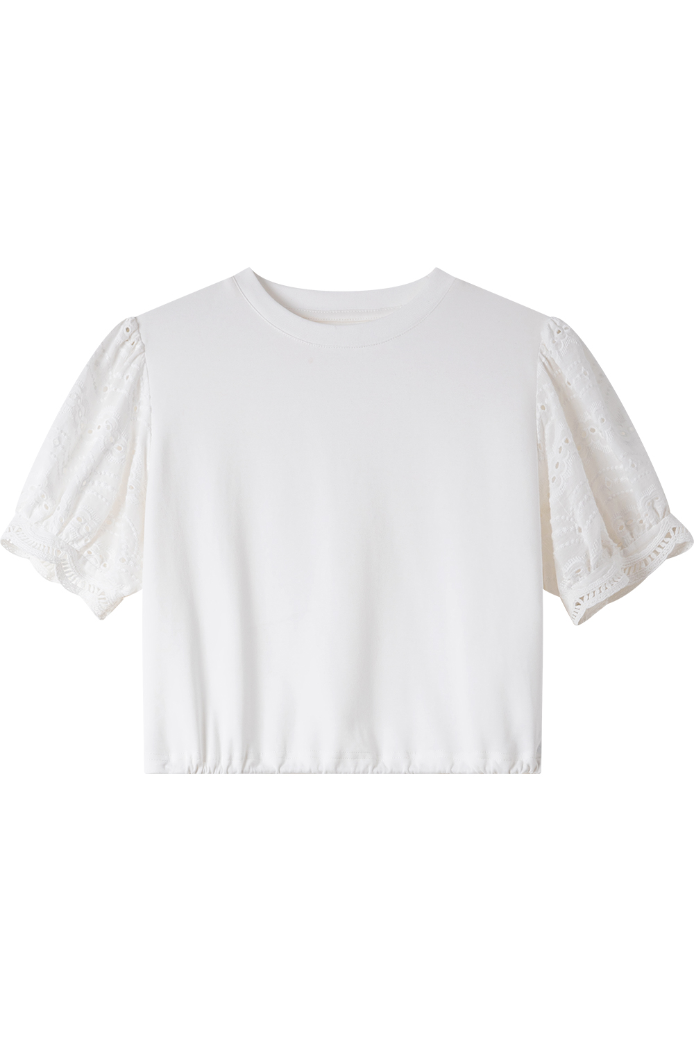 Hollow Puff Sleeve Short T-Shirt