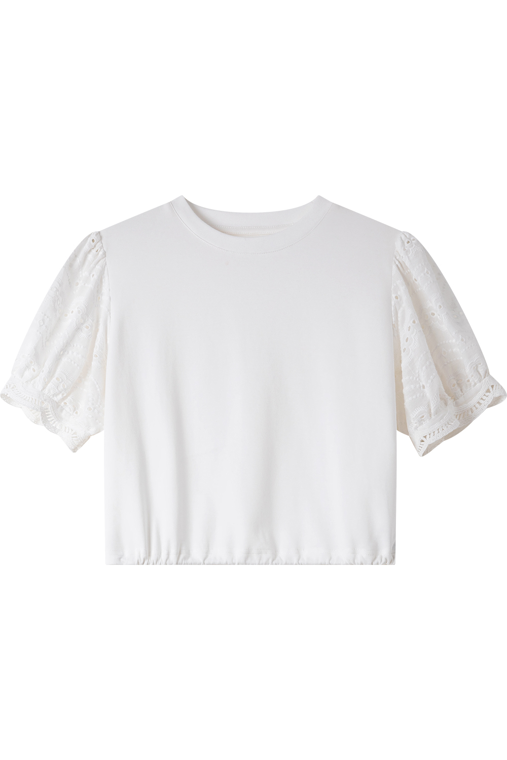Hollow Puff Sleeve Short T-Shirt