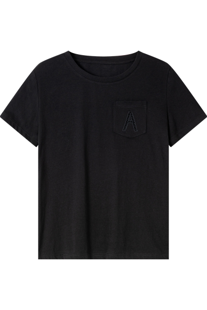 Hollow A Letter Embroidered T-Shirt