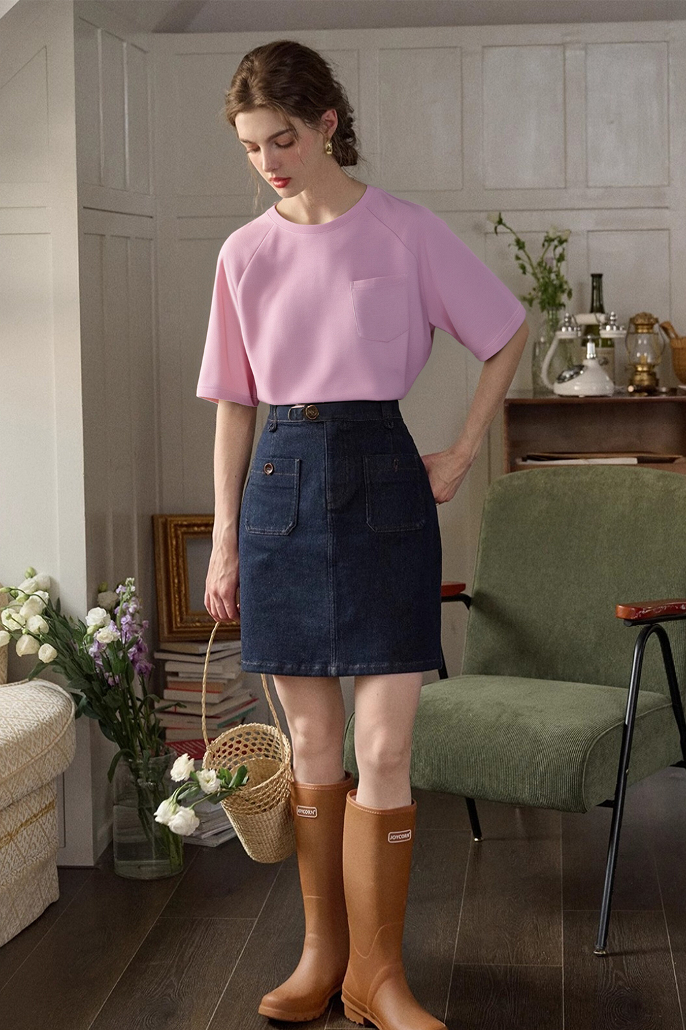Patch Pocket Decoration Loose T-Shirt