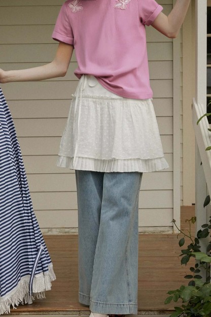 Lace Butterfly Solid Color T-Shirt