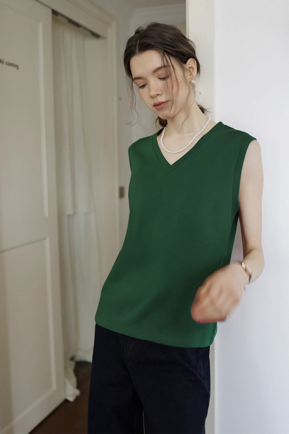 Snowflake Texture V-Neck Straight T-Shirt