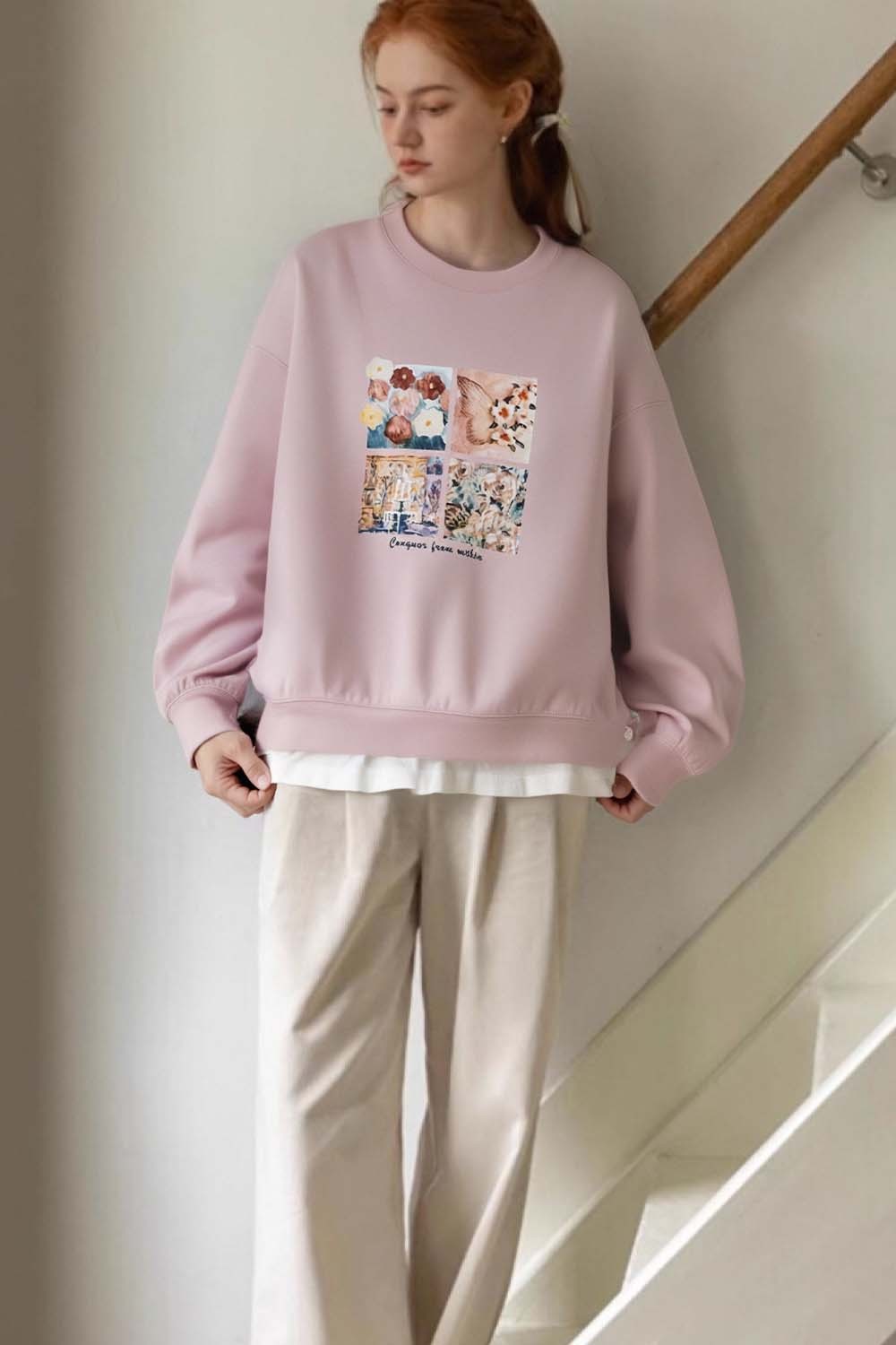 Art Print Crew Neck Sweatshirt