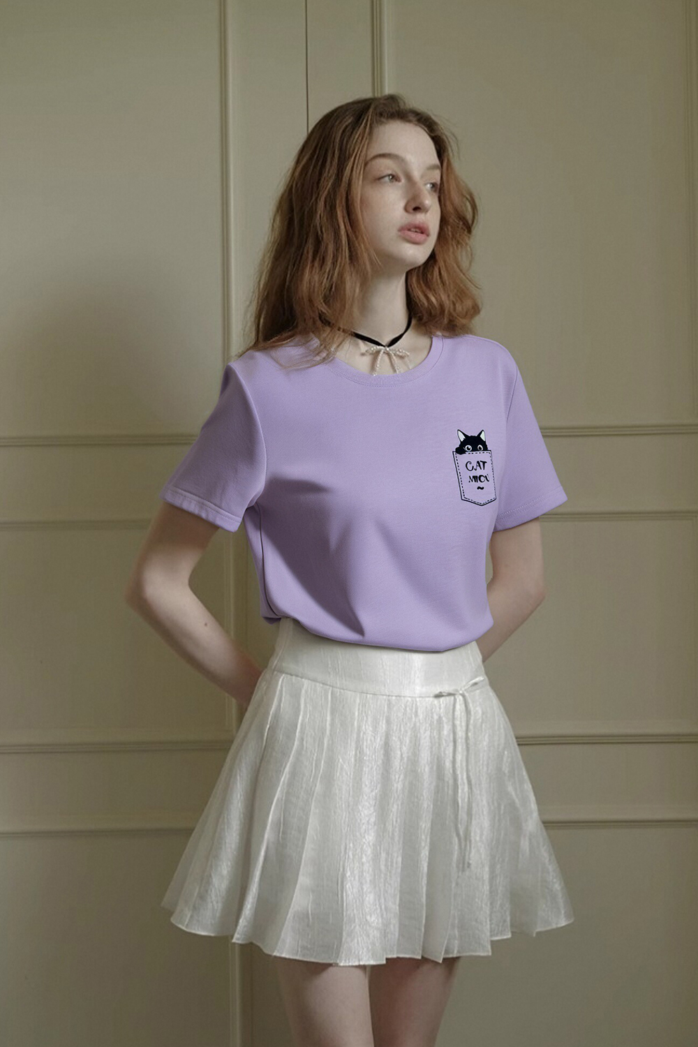 Cotton Pocket Cat T-Shirt
