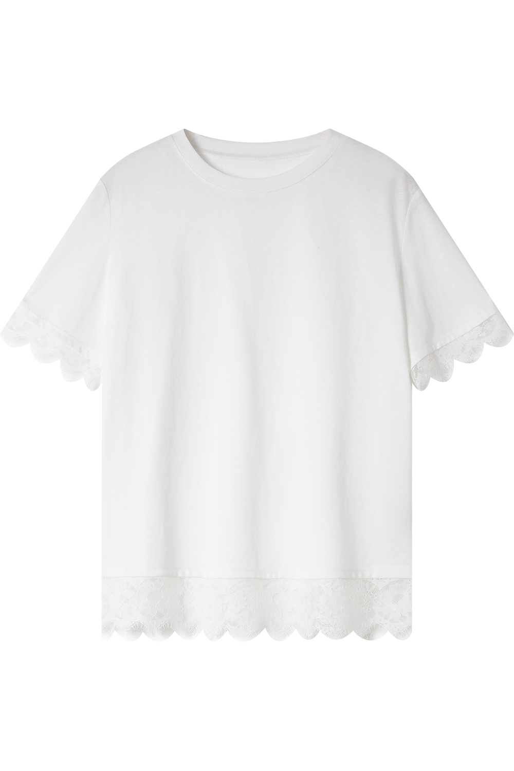 Lace Patchwork Round Neck T-Shirt