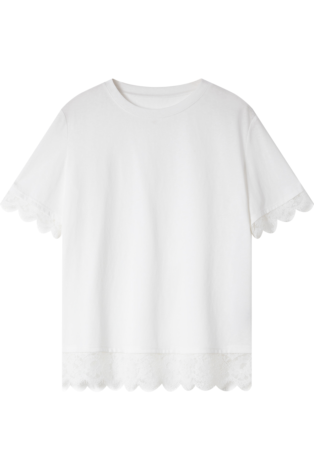 Lace Patchwork Round Neck T-Shirt