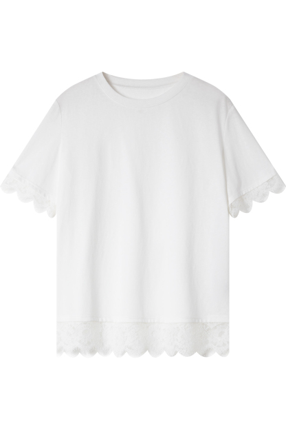 Lace Patchwork Round Neck T-Shirt