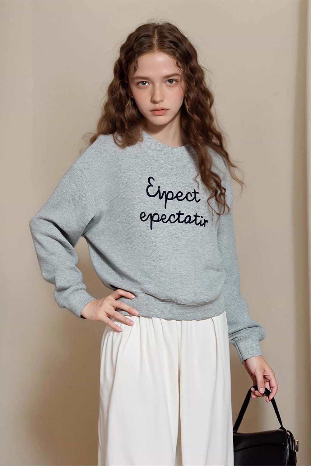 Simple Style Letter Embroidered Sweatshirt