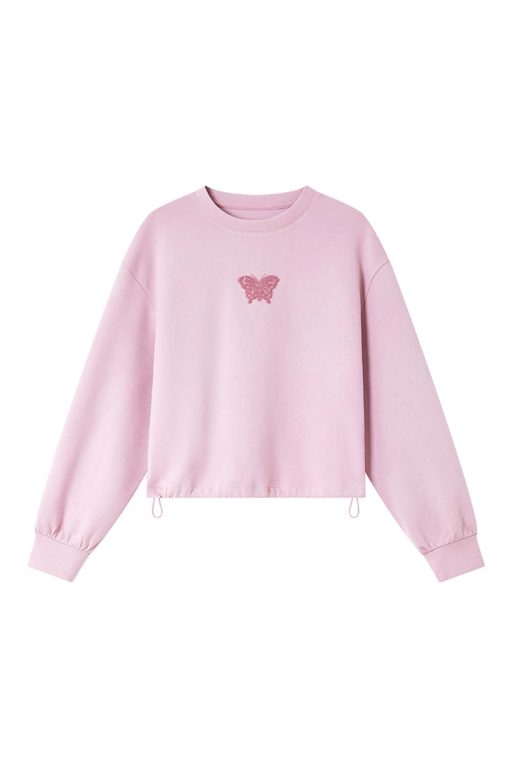 Butterfly Embroidered Sequined Knitted Sweatshirt