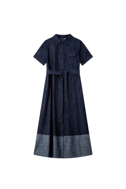 100% Cotton Contrast Denim Dress