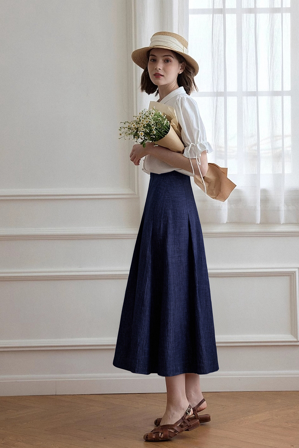 Loose Denim A-Line Skirt