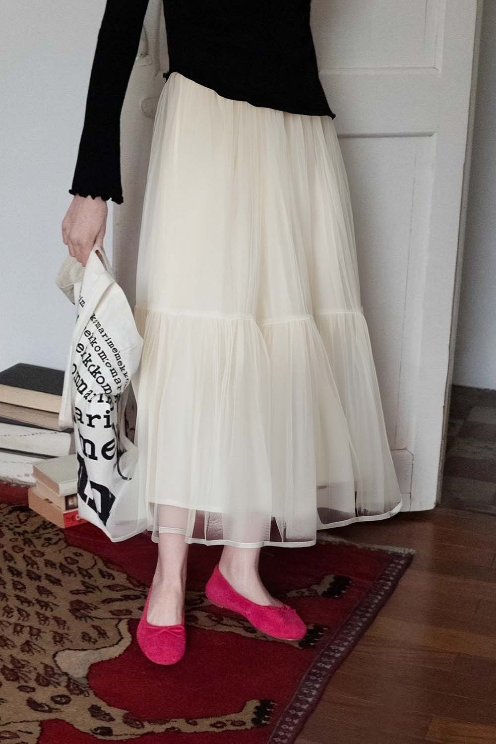 Double-Layered Mesh Puffy Skirt