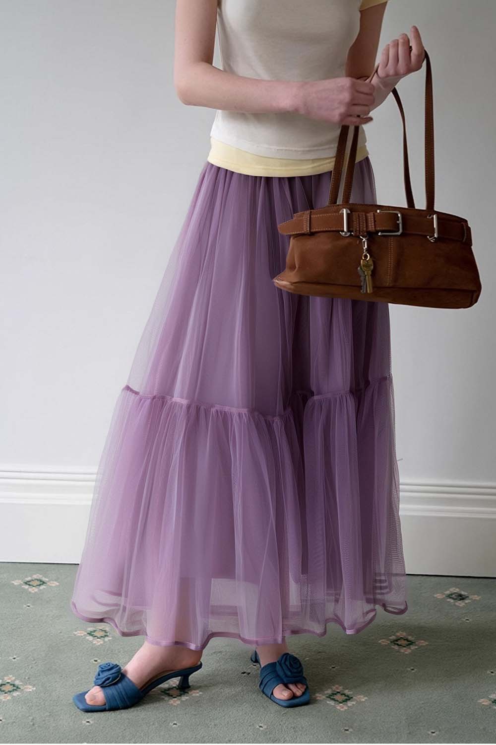 Double-Layered Mesh Puffy Skirt