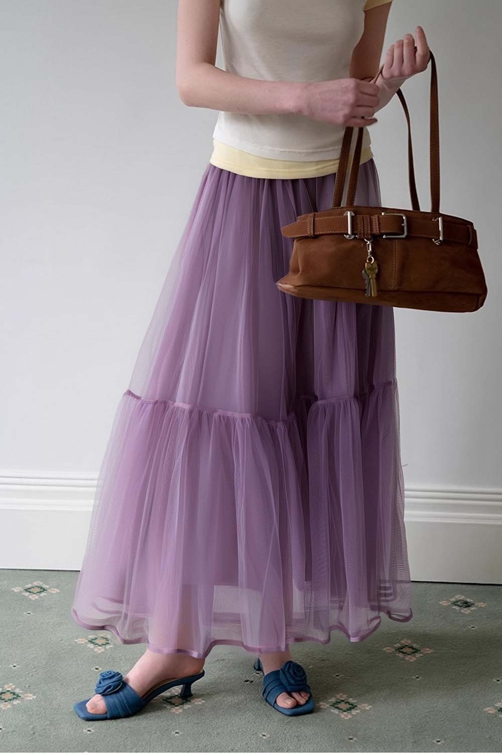 Double-Layered Mesh Puffy Skirt