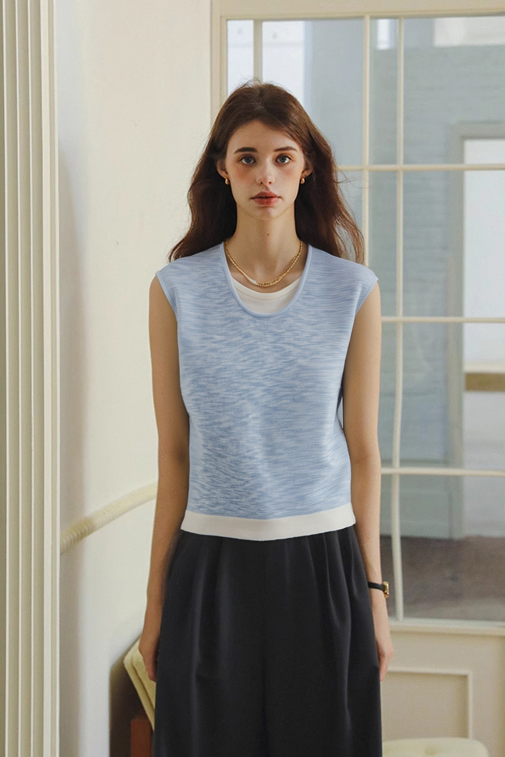 Fake Two-Piece Straight Knit Sweater