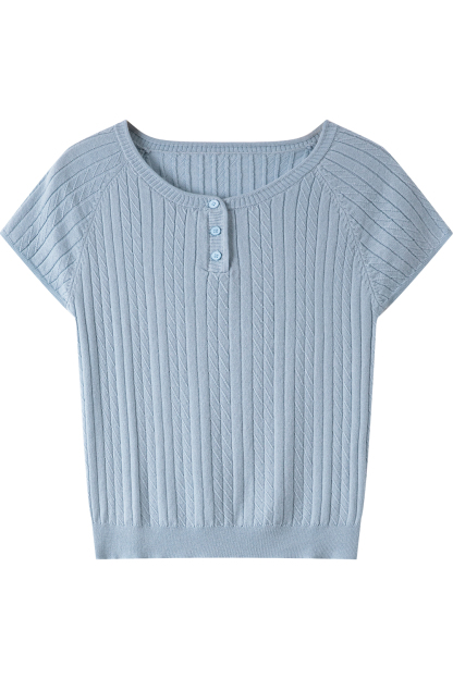 Solid Color Round Neck Sweater