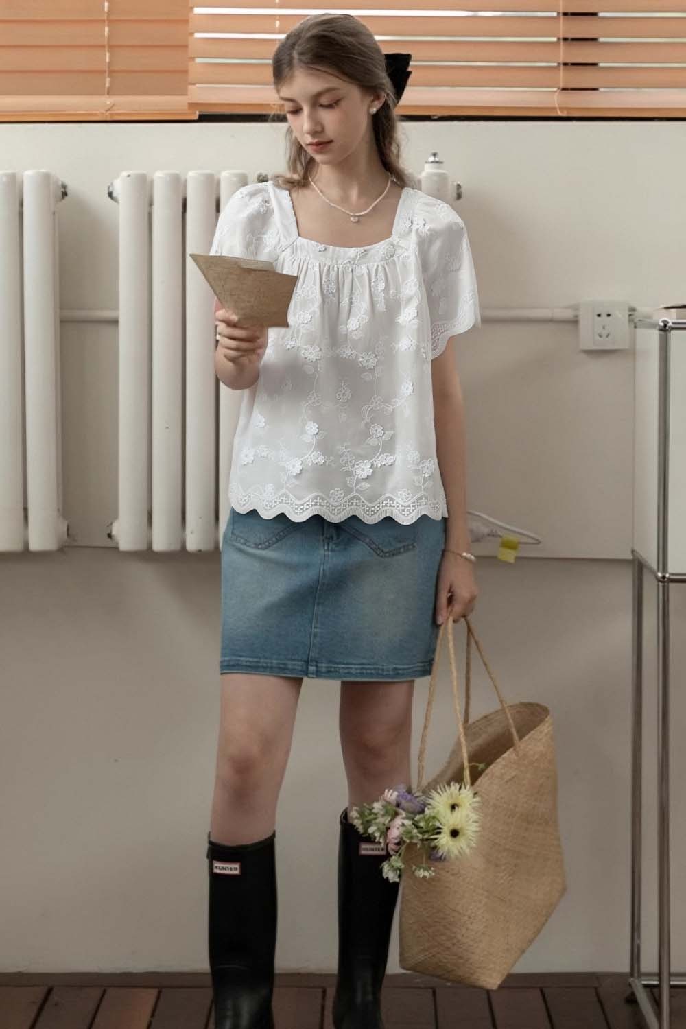 100% Cotton 3D Flower Shirt