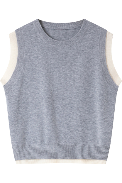 Round Neck Sleeveless Loose Knit Sweater