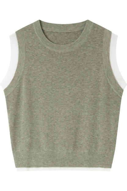 Round Neck Sleeveless Loose Knit Sweater