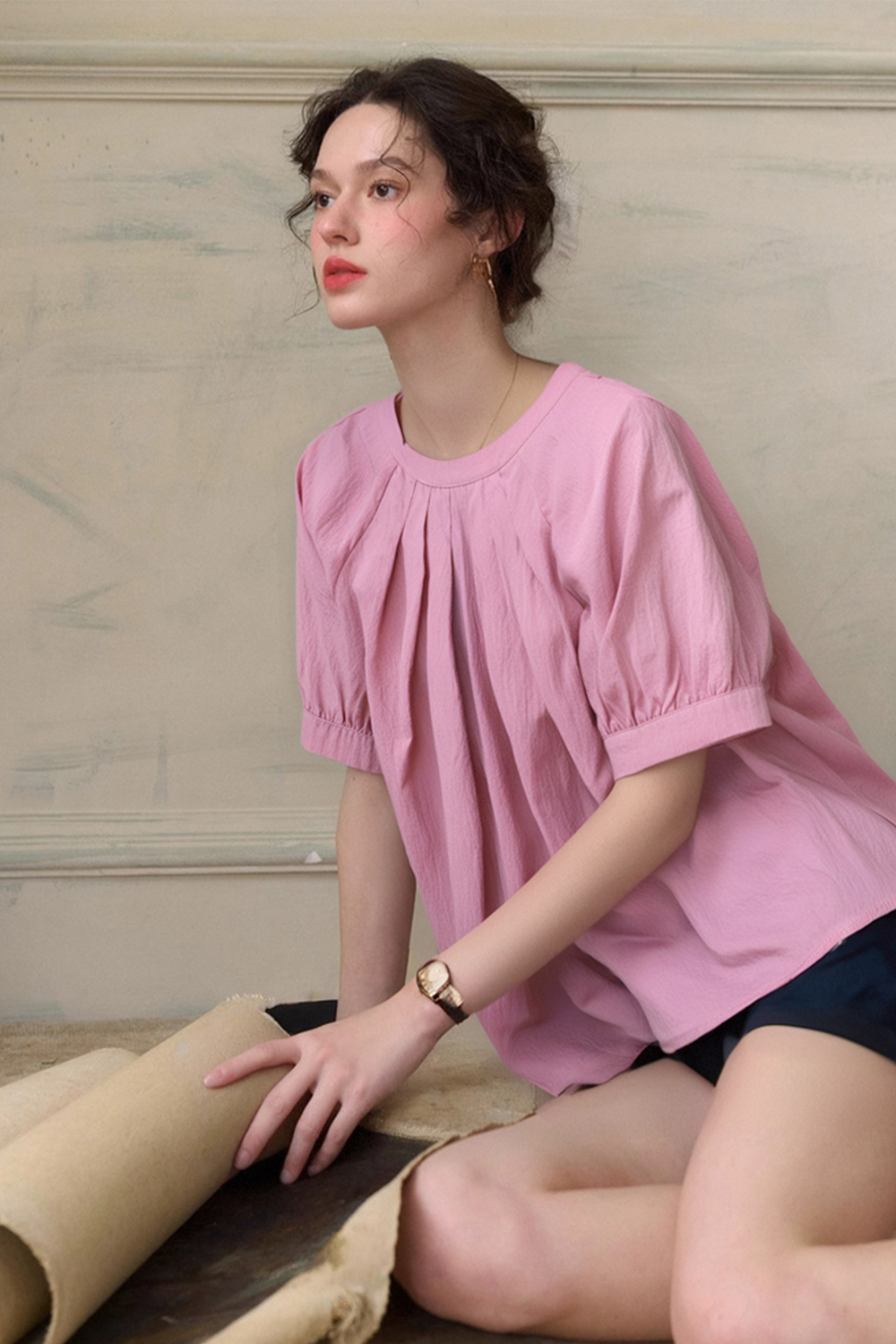 Pleated Collar Shirt