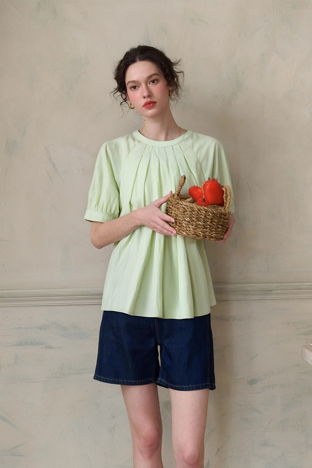 Pleated Collar Shirt