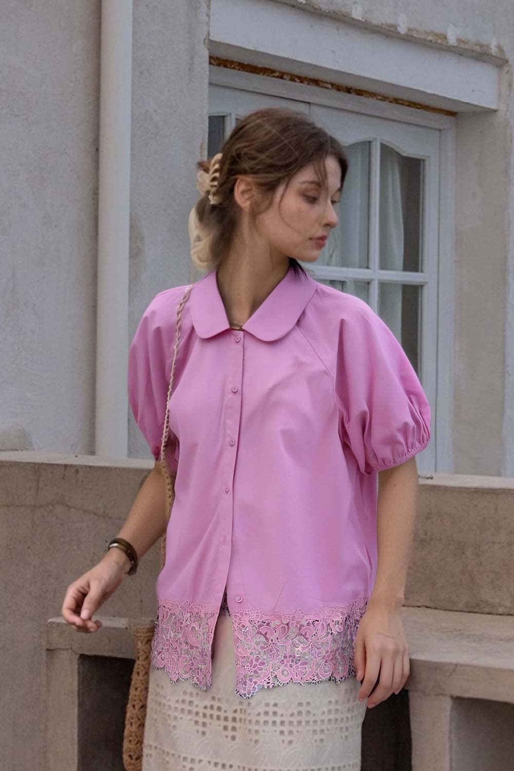 Lace Hem Casual Shirt