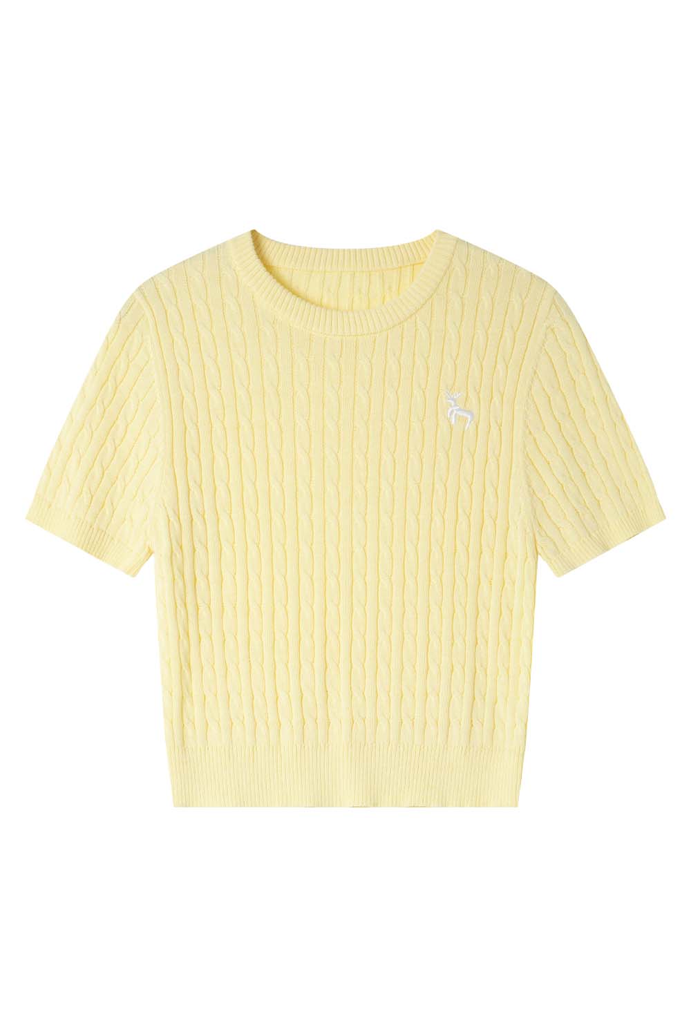 Straight Shoulders Round Neck Embroidered Sweater