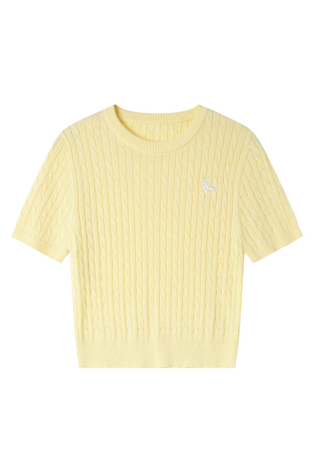 Straight Shoulders Round Neck Embroidered Sweater