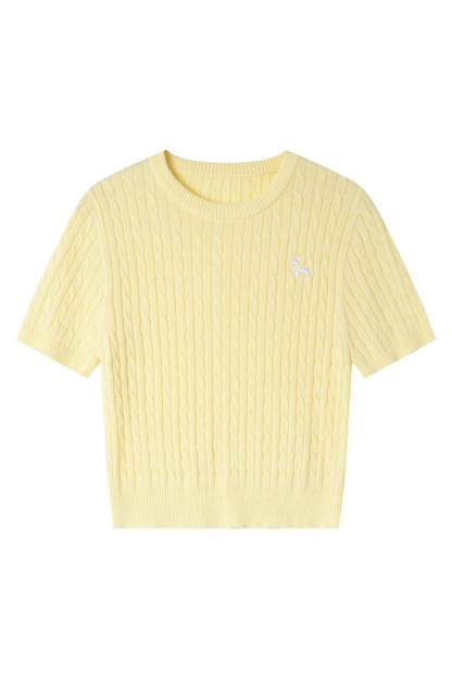 Straight Shoulders Round Neck Embroidered Sweater